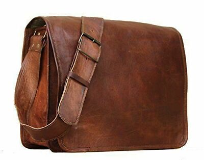 Genuine Brown Leather 18quot; Messenger Men#x27;s Briefcase Satchel Shoulder Laptop Bag $42.00
