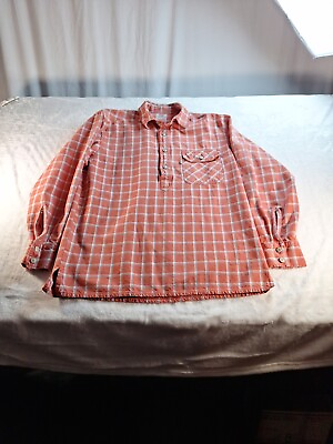 #ad Vintage Levi#x27;s Mens Size Medium Flannel Plaid 1 4 Button Shirt Heavy Material