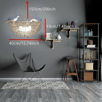 #ad Industrial Bird Nest Pendant Light Chandelier Ceiling Lamp Living Room Fixtures