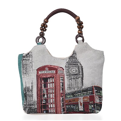Big Ben Theme Jute Tote Bag for Women Knitted Texture Zipper Closure Handbag $15.49