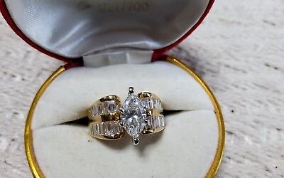 #ad diamond ring marquise cut 18k gold 2.5ct
