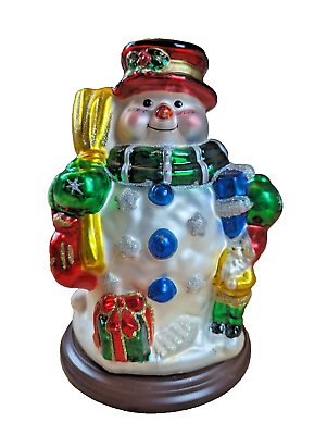 #ad Thomas Pacconi Classics 9quot; Blown Glass Snowman Holiday Christmas Figurine 2003