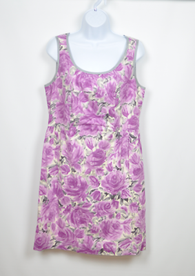 #ad Talbots Sleeveless Purple Floral Flower Dress Knee Length Women#x27;s Petite Sz 12