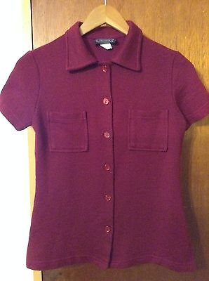 #ad Streetwear Women#x27;s Maroon Short Sleeve Button Front Shirt Size Small Made in USA