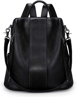 #ad Leather Backpack Purses for Women Antitheft Soft Rucksack Shoulder Bag Medium