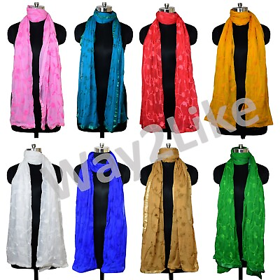 #ad Women Indian Traditional Embroidered Chiffon Dupatta Fancy Stole Scarf Partywear