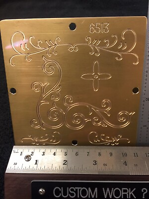#ad MULTI DIRECTION SCROLL WORK SOLID BRASS ENGRAVING PLATE FOR NEW HERMES FONT TRAY