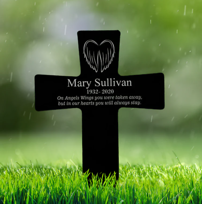 #ad Personalized Cross Grave Marker Loss of Loved One Plaque Outdoor Sympathy