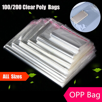 #ad Clear Self Adhesive OPP Bags Cellophane Tape Peel Poly Seal Plastic Packing Bags