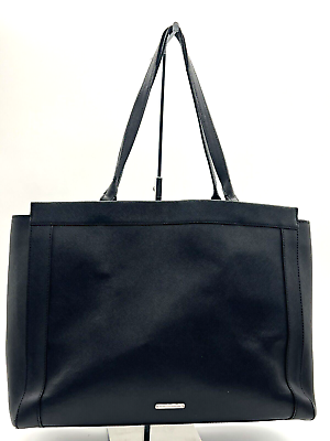 #ad Rebecca Minkoff Purse Black Canvas Tote Large Roomie Business Carryall Handbag.
