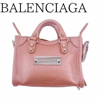 #ad Balenciaga Leather The City Charm Handbag Pink Women Preowned Authentic From JP