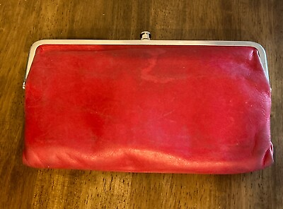#ad HOBO Lauren Wallet Clutch Vintage Distressed Leather Red