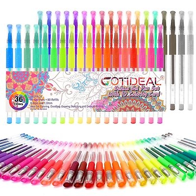 #ad GOTIDEAL 36pcs Glitter Gel Pens for Coloring Colored Gel Pens for Adult Color...