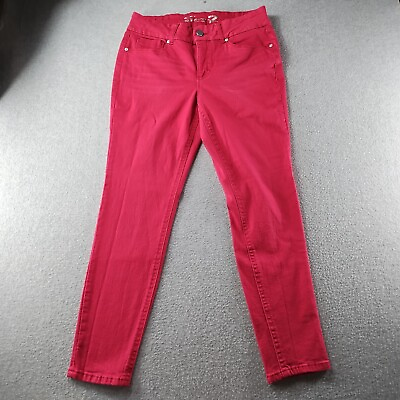 #ad Seven 7 Tummyless Skinny Mid Rise 29.5quot; Red Denim Jeans Women#x27;s Size 14