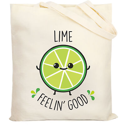 #ad Large Cotton Shoulder Tote Bag Canvas shopping bag Casual LIME FEELIN#x27; GOOD