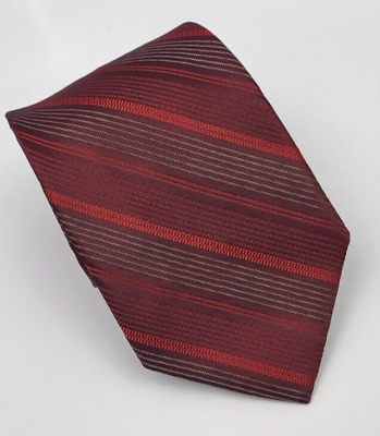 #ad Arrow Silk Polyester Tie Red Silver Stripes Men Necktie 56 x 3.25