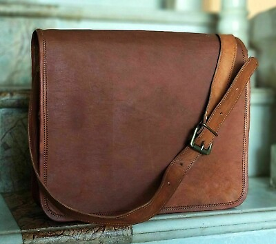 #ad Vintage Leather Bag Business Messenger Working Laptop Shoulder Briefcase Brown
