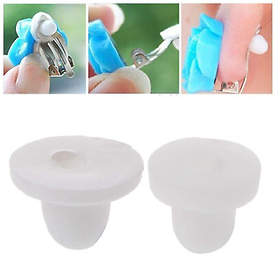 #ad 200pcs White Anti Pain Earring Back Pads Silicone Cushion for Clip on Earrings