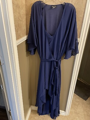#ad City Chic Navy Blue Wrap Dress Size XXL 24