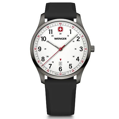 #ad Wenger City Sport White Dial Black Strap Mens Watch 01.1441.132