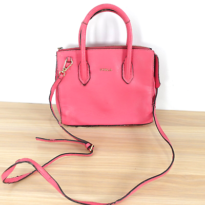 #ad FURLA Bag Leather Crossbody Purse Small Pink Handbag 2Way Genuine DEFECT