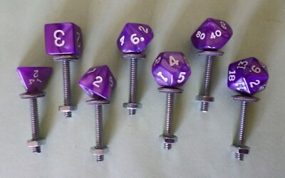 #ad RPG Dice Cabinet Drawer Pull Knobs Marble Purple Set of 7 Thread Nut amp; Washers