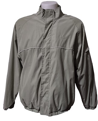 #ad Izod Jacket Men Large Full zip Pockets Inside amp; Out Green Mesh Lined Embroidered