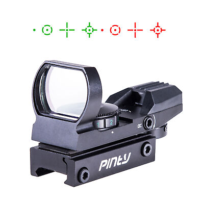 Pinty Red Green Dot Sight Tactical Rifle Scope 4 Reticle Reflex w Mount $20.87