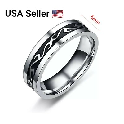 #ad New Stainless Steel Rings Dragon Pattern Unisex 6mm Punk Ring Jewelry Fashion