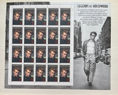 #ad US 3082 James Dean Legends of Hollywood Complete Sheet 20 Mint NH