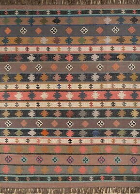 #ad Indian Wool Jute Kilim Vintage Handmade Rectangle Colorful Designer Boho Rugs