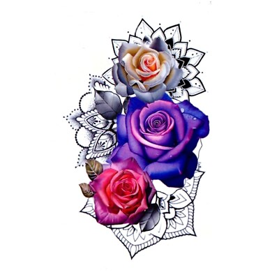 #ad Flash Disposable Temporary Adhesive Tattoo Rose Blue Red White Party Gift Beach