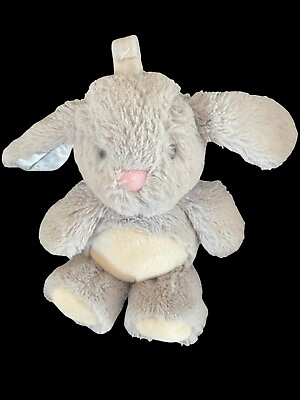 #ad KellyToy Gray Bunny Rattle Plush Silk ears Stuffed Rabbit Crib Stroller Clip