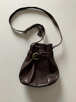 #ad Coach Messenger Bag Leather Dark Brown Buckle Crossbody Bag Purse M5
