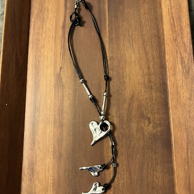#ad Silver And Black Heart Fashion Jewelry