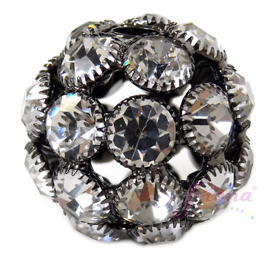 #ad Rhinestone Ball Bead Round Black Round Medium 30mm dia DIY Jewelry Making 1quot;