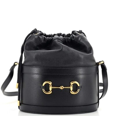 #ad Gucci Horsebit 1955 Bucket Bag Small Black Leather 