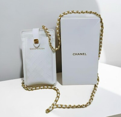#ad CHANEL COCO CRUSH White Pouch Smartphone Chain Novelty Vip Limited 2023 Japan FS