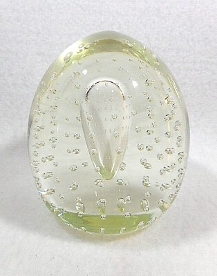 #ad Oval Clear Glass Interior and Controlled Bubble Paper Weight