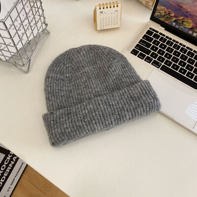 #ad Men and Women Solid Color Knit Hat Warm Woolen Hat Christmas Present