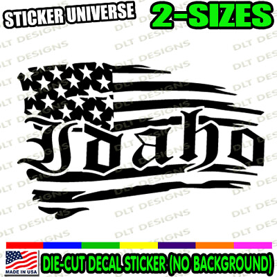 #ad Car Decal Sticker Idaho Distressed American Flag USA Patriotic Tattered 1114