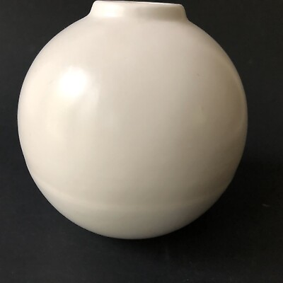 #ad Modern Pottery Vase Bud Pot Round Ball White Matte and Gloss MCM Minimalist Orb