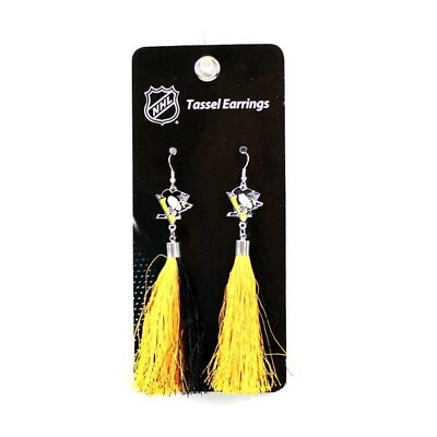 #ad NHL Pittsburgh Penguins Hockey Earring Tassel Fashion Style Accessories