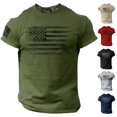 USA Distressed Flag Men T Shirt Patriotic American Tee S 2XL $9.90