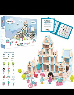 #ad 342 Piece 3D Princess Castle Villa Doll House Building Toy Set STEM Montess...