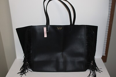 #ad NWT Victorias Secret Tote Bag Black Tassle Weekender Carry On Purse MSRP $85 NEW