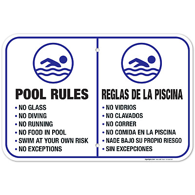 #ad Pool Rules Sign Bilingual English Spanish