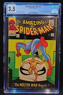 #ad 🔥Amazing Spider Man #35 1966 CGC 3.5 2nd app the Molten Man Stan Lee🔥