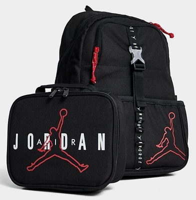 #ad NIKE Air Jordan BLACK RED SCHOOL LAPTOP 9A0775 Backpack Lunch BOX BAG NEW $65.00