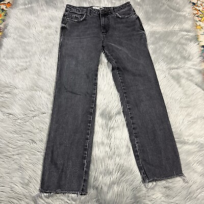#ad Free People Womens Frayed Hem Washed Black Gray Jeans Size 27
